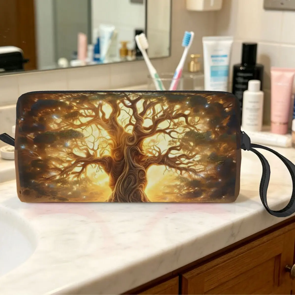 Great Tree Of Life Digital Print Makeup Bag Cosmetic Organizer Storage Dopp Kit Toiletry Cosmetic Bag Beauty Travel Pencil Case