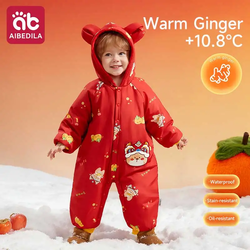 

AIBEDILA Thick Baby Jumpsuit Outfits Red Winter Snowsuit Newborn Boy/Girl Warm Coat Toddler Snow Suit Infant Clothes Holiday