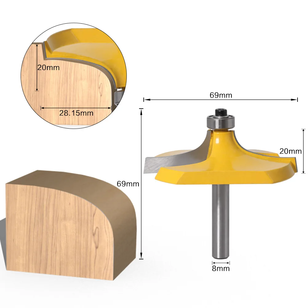 2PC/Set 8MM Shank Milling Cutter Wood Carving Handrail Router Bit Set - Standard/Bead Woodworking Tenon Cutter for Woodwork Tool