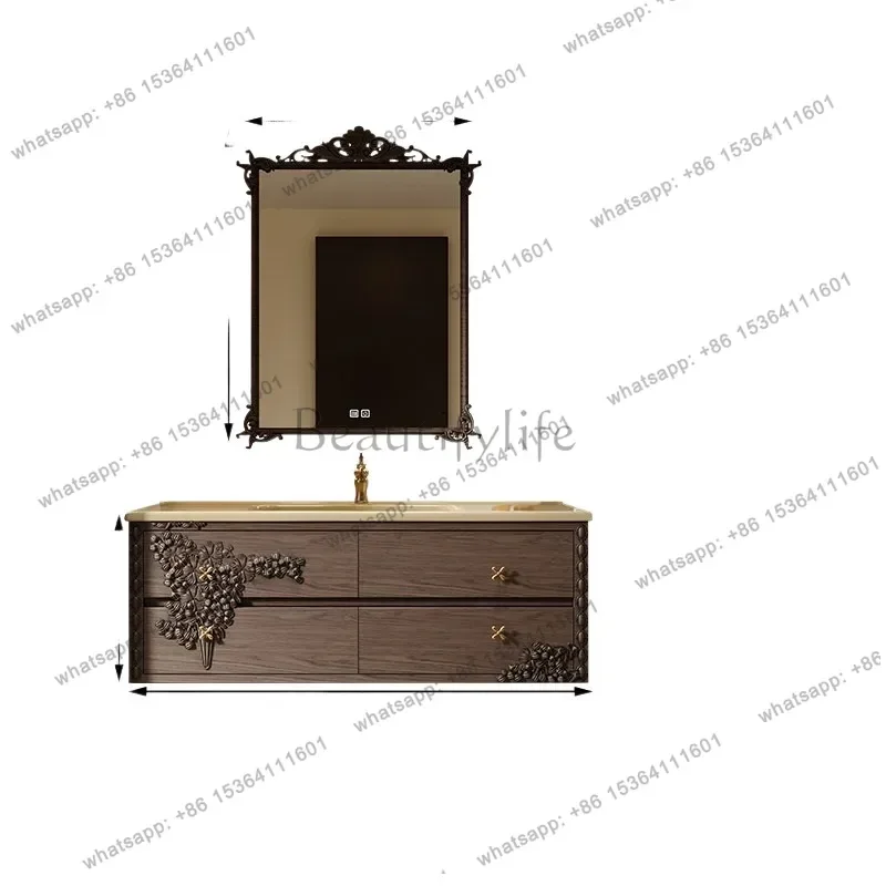 Medieval style bathroom cabinet washbasin cabinet combination ceramic integrated bathroom washbasin