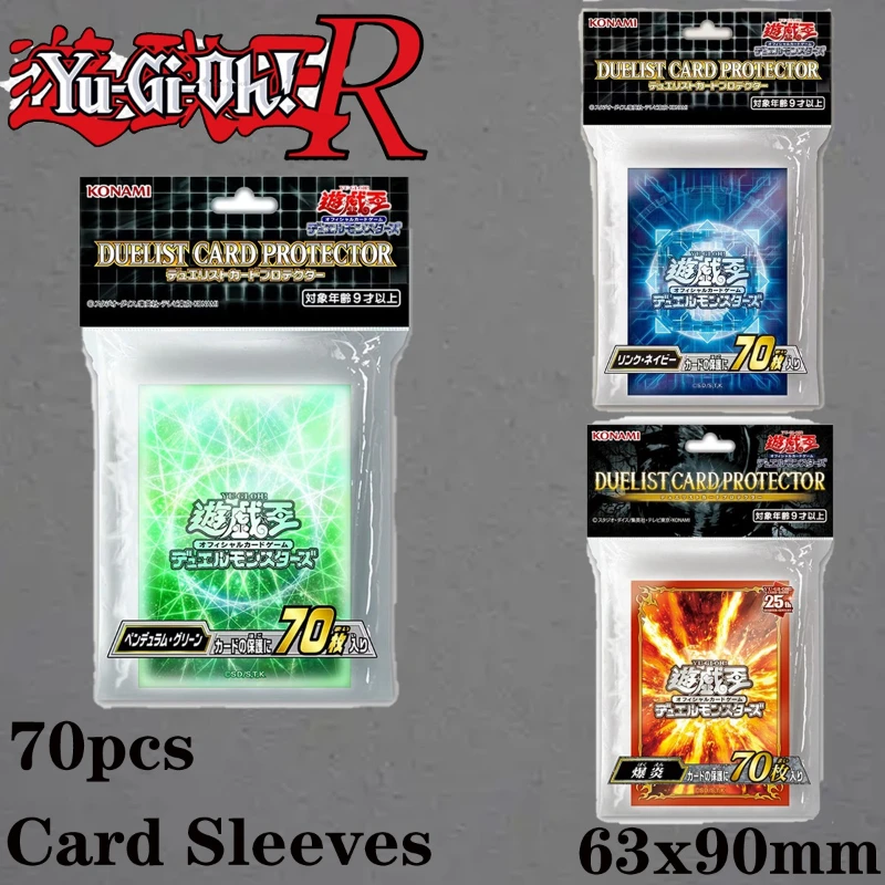 70 Stück offizielles Yu-Gi-Oh! Kartenschutz, 63 x 90 mm, Standardgröße, versiegelte Packung, Anime-Sammelkartenspiel-Zubehör, Geschenk für Kinder