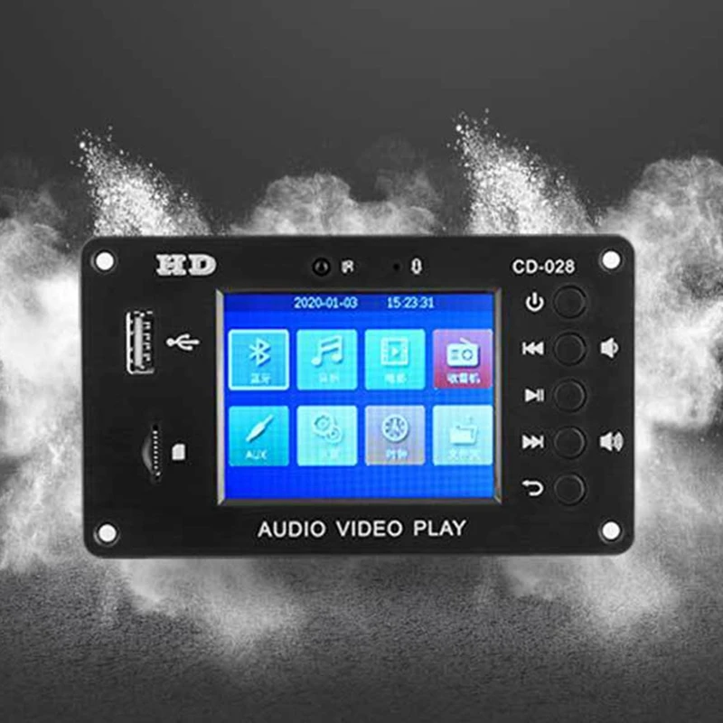 Portable HD Car Lossless Full Format Mp5 Bluetooth 5.0 Calendar Clock Alarm Clock 2.8-Inch TFT Screen FM Audio Module