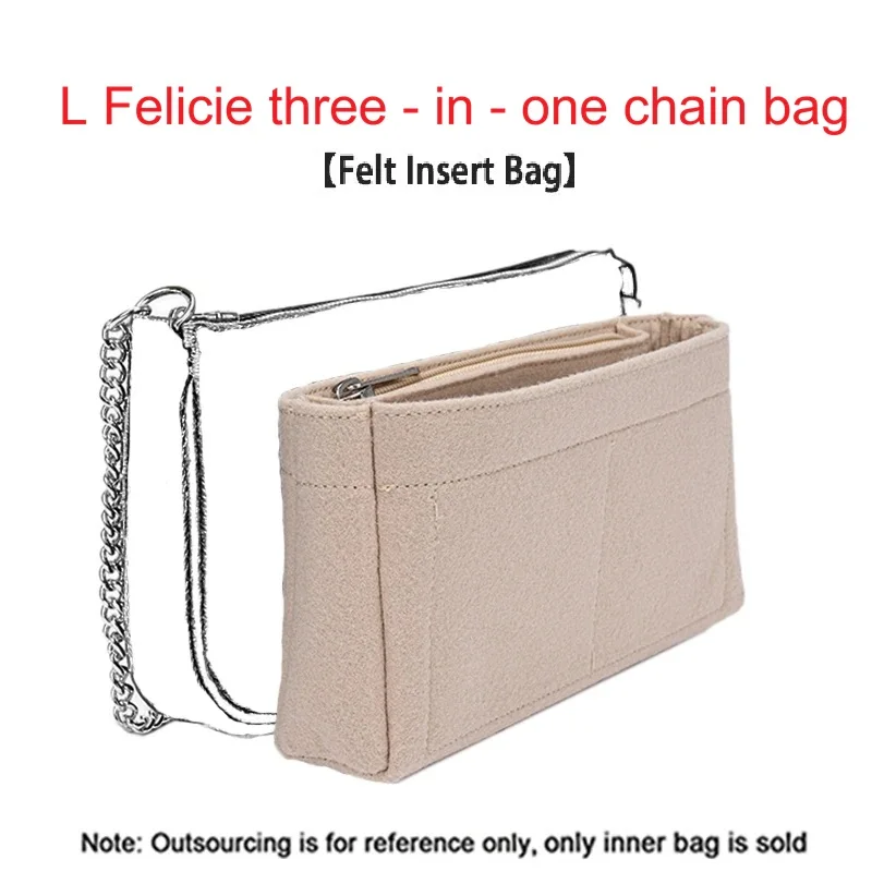 

For L-pochette Felicie Three-in- one Chain Bag Felt Cloth Insert Bag Fit Luxury Handbag Cosmetic Travel Bag Velvet&Felt Liner