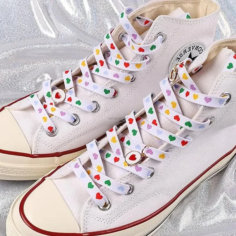 

Heart Love Shoe Laces Flowers Little Daisies Sakura Shoe Lace Flat Shoelaces for Sneakers AF1 High-top Canvas Shoelace for Shoes