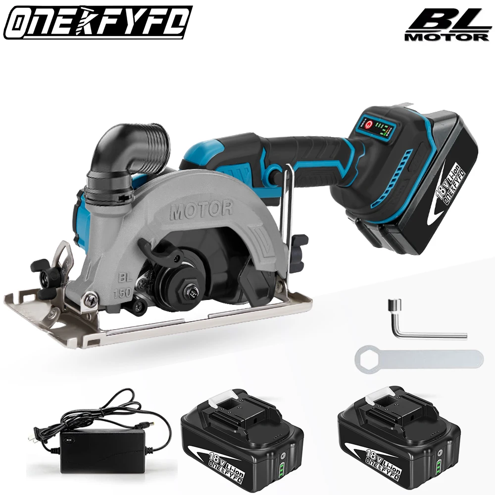 ONEKFYFD Brushless 6In Electric Circular Saw 150mm Cordless 45° Adjust Woodworking Power Tools for Makita 18V Lithium Battery