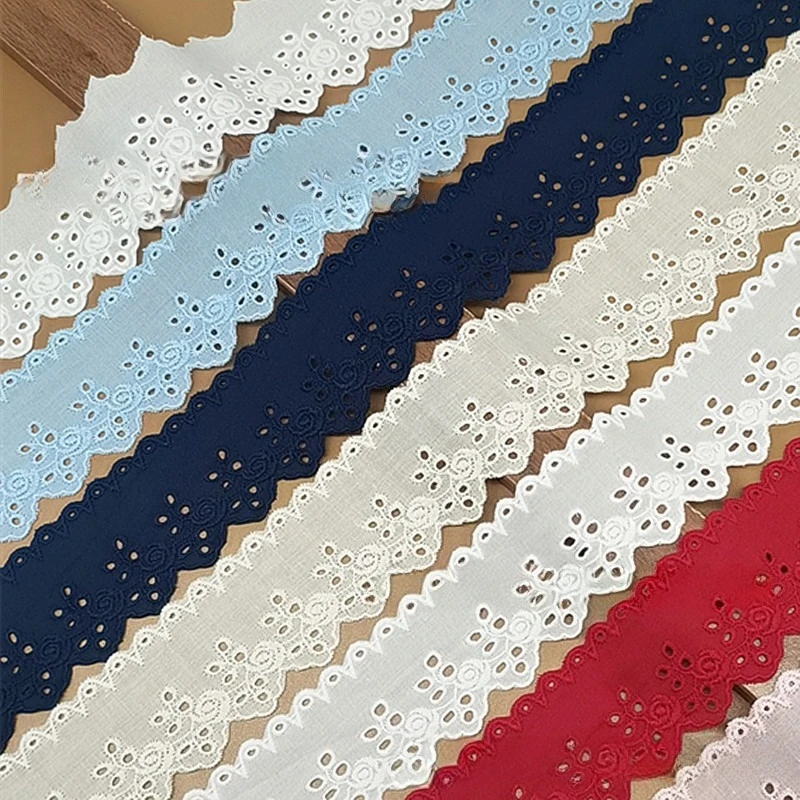 

14Yards X6CM Wide Fashionable Hollow Cotton Embroidery Lace Surface DIY Children's Clothing Collar Decoration Lace Accessories