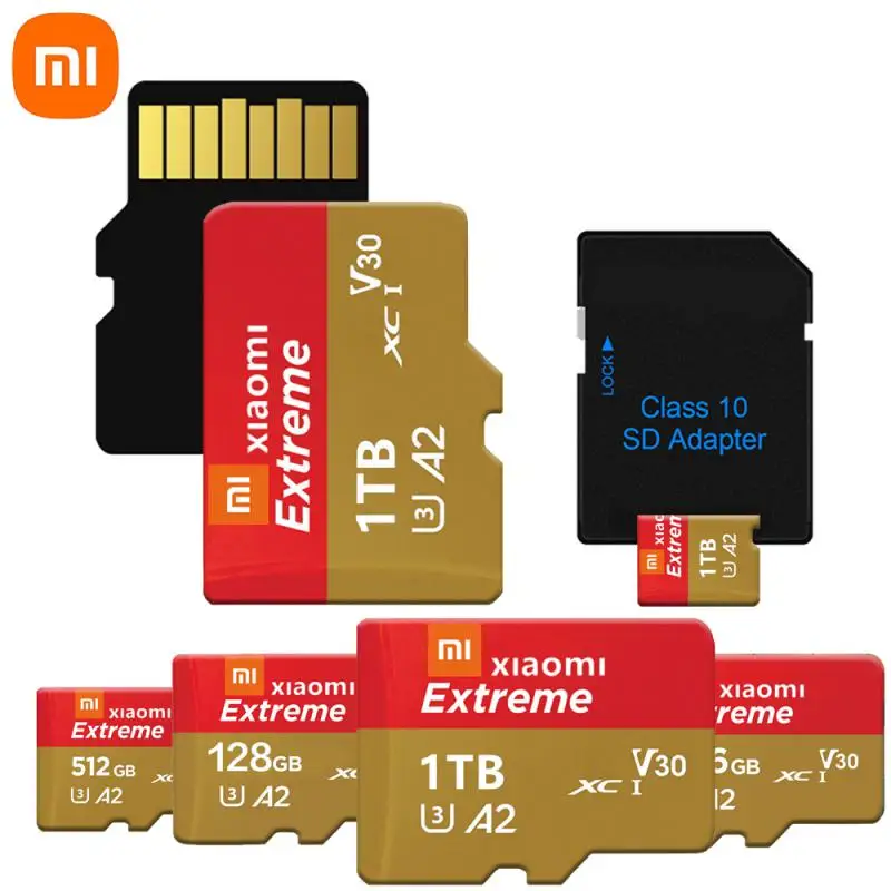 Xiaomi-tarjeta Micro TF SD de alta velocidad, tarjeta Flash TF de 2TB, 1TB, 512GB, 256GB, 64GB, 128GB, tarjeta de memoria para cámara de teléfono con adaptador gratis