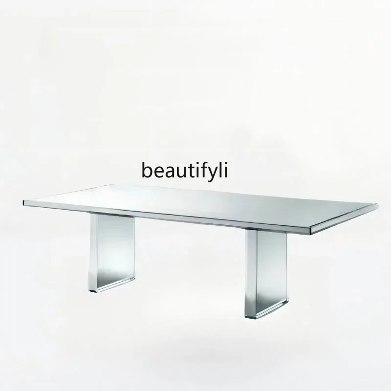 ljyNordic transparent glass dining table high-end living room villa high-end rectangular conference table