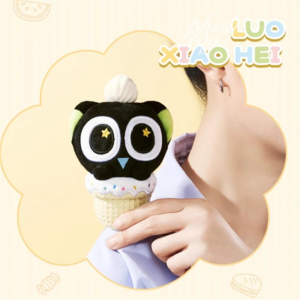 

Official Anime The Legend of Luo Xiao-Hei Xiao Hei Ice Cream Cone Lovely Cat Doll Toy Plush Keychain Original Cartoon Cosplay