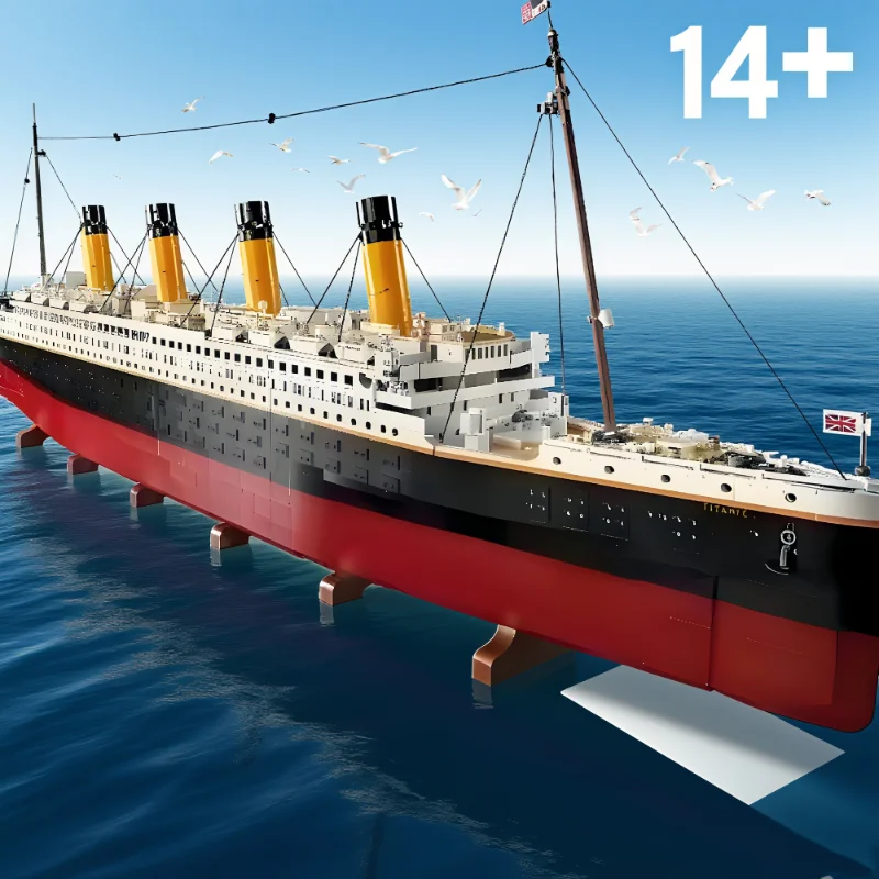 MINISO Auf Lager FIT 10294 Titanic Große Kreuzfahrt Boot Schiff 1,35 M 9090 PCS Dampfschiff Bausteine Spielzeug Halloween Urlaub geschenke