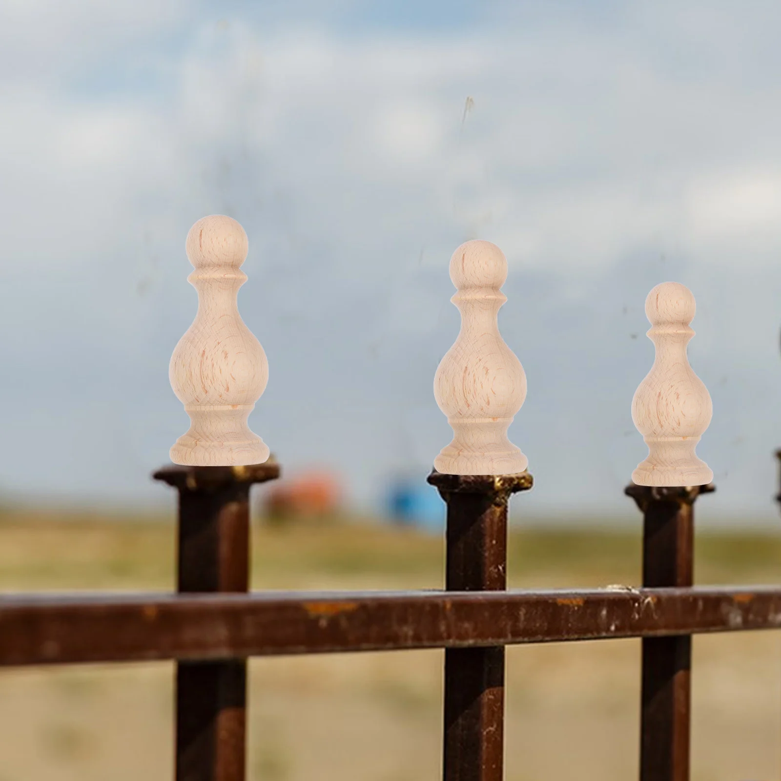 Decorations Pillar Furniture Wood Carving Finial Dowel Cap End Pin Dowels Finials Khaki Wooden Baluster Spindles Rods