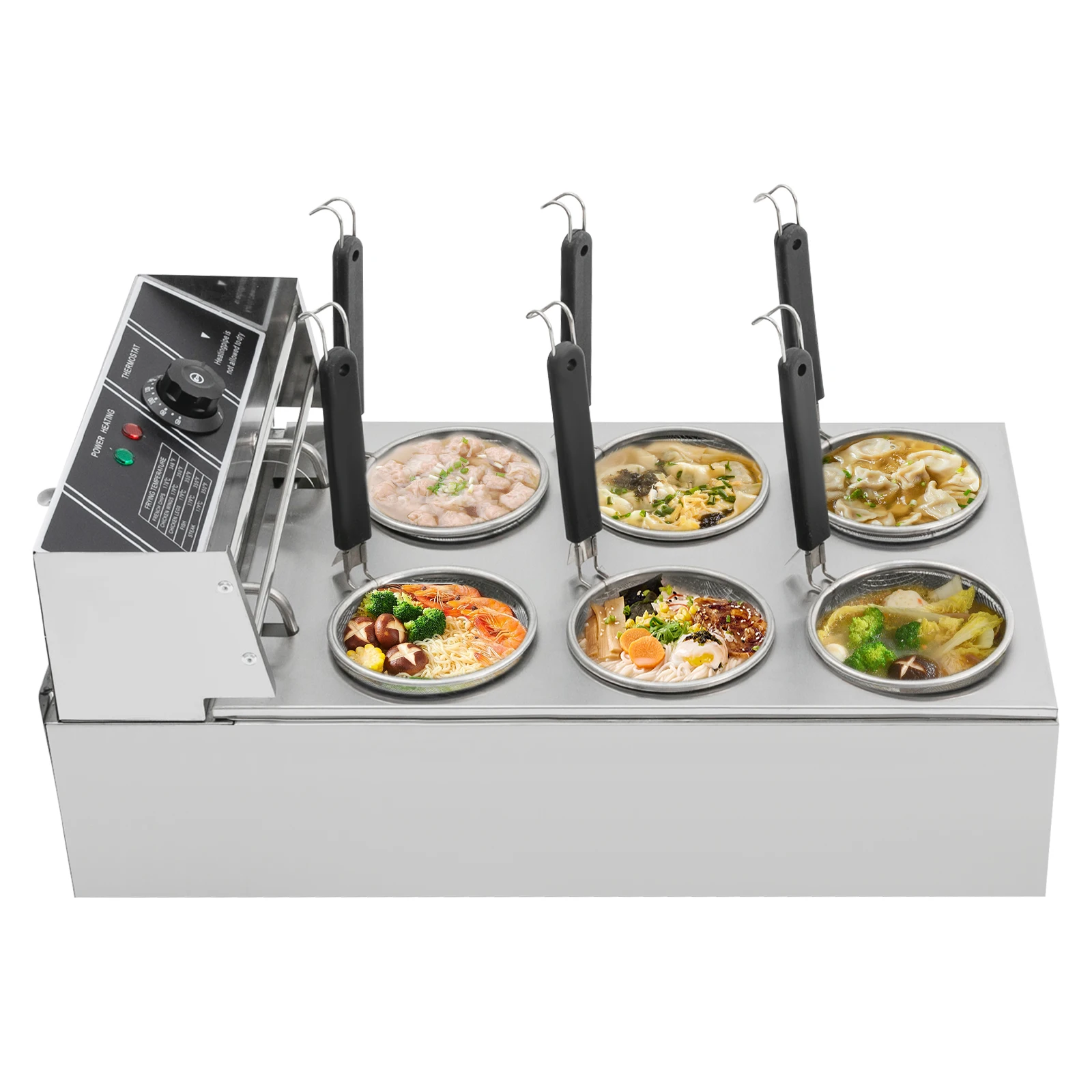 Factory Direct 2026 Top RatedOlla Eléctrica para Pasta con Temperatura Ajustable, Cocedor de Fideos con 6 Cestas para Restaurant