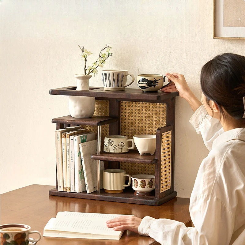 

Rattan rack water cup office table coffee storage book