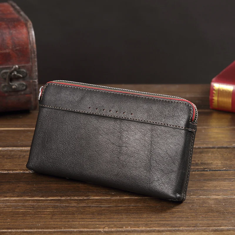 Genuine Leather Men Wallets for Credit Card Holder Clutch Male bags Coin Purse Male Long Wallets Purses Wristlets handbags