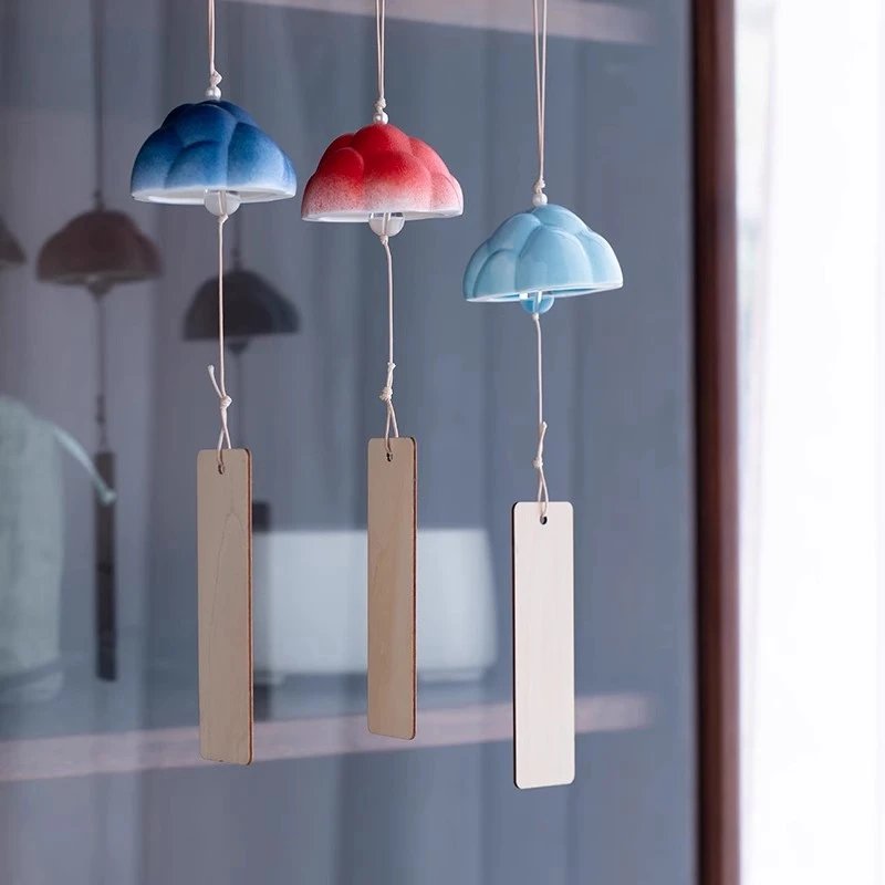 Japanese Wind Chime Ceramic Wind Bell Hanging Pendants Home Wall Hanging Accessorie Garden Yard Wind Music Landscape Bell