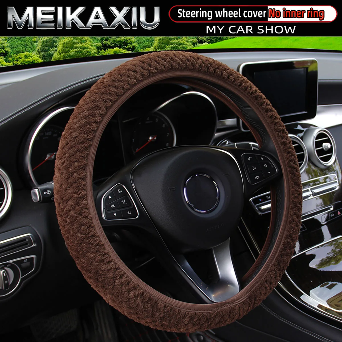 Damen-Lenkradbezug, Winter, warm, weich, Plüsch, elastisch, freier Innenring, leichtes Autozubehör, bequeme Autodekoration – Detail 7