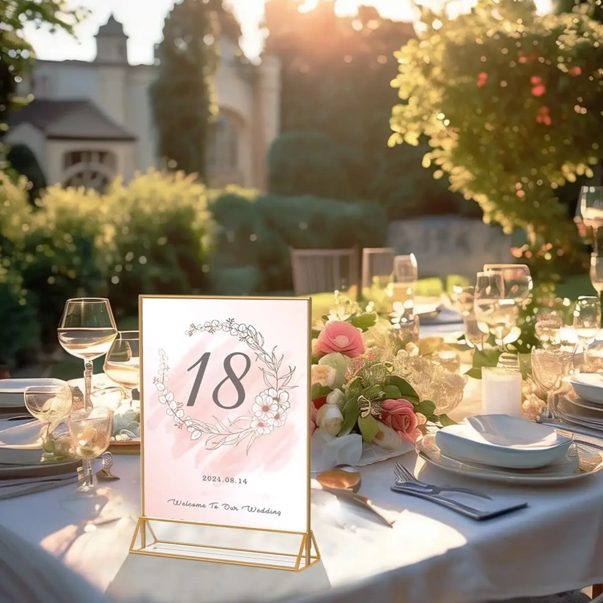 Gold Acrylic Sign Holder Wedding Table Numbers Picture Frames Menu Holder Table Decor for Restaurant Signs Photos Art Display