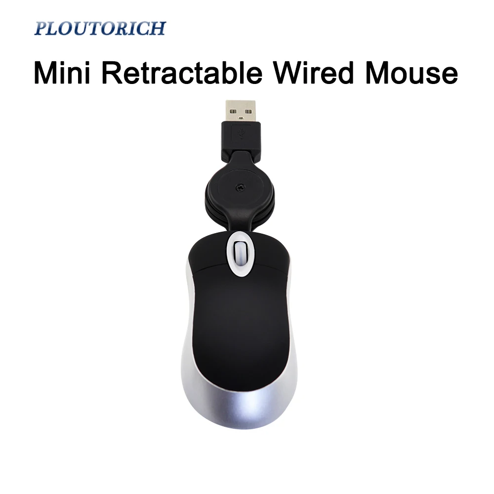 

Mini Retractable Cable Mouse Light Weight Portable Plug And Play Wired Mause Multiple Color Computer Laptop Usage Office Use