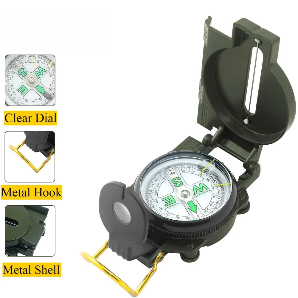 Boussole étanche de haute précision, Gadget d'extérieur, sport, randonnée, alpinisme, militaire professionnel, vue en métal