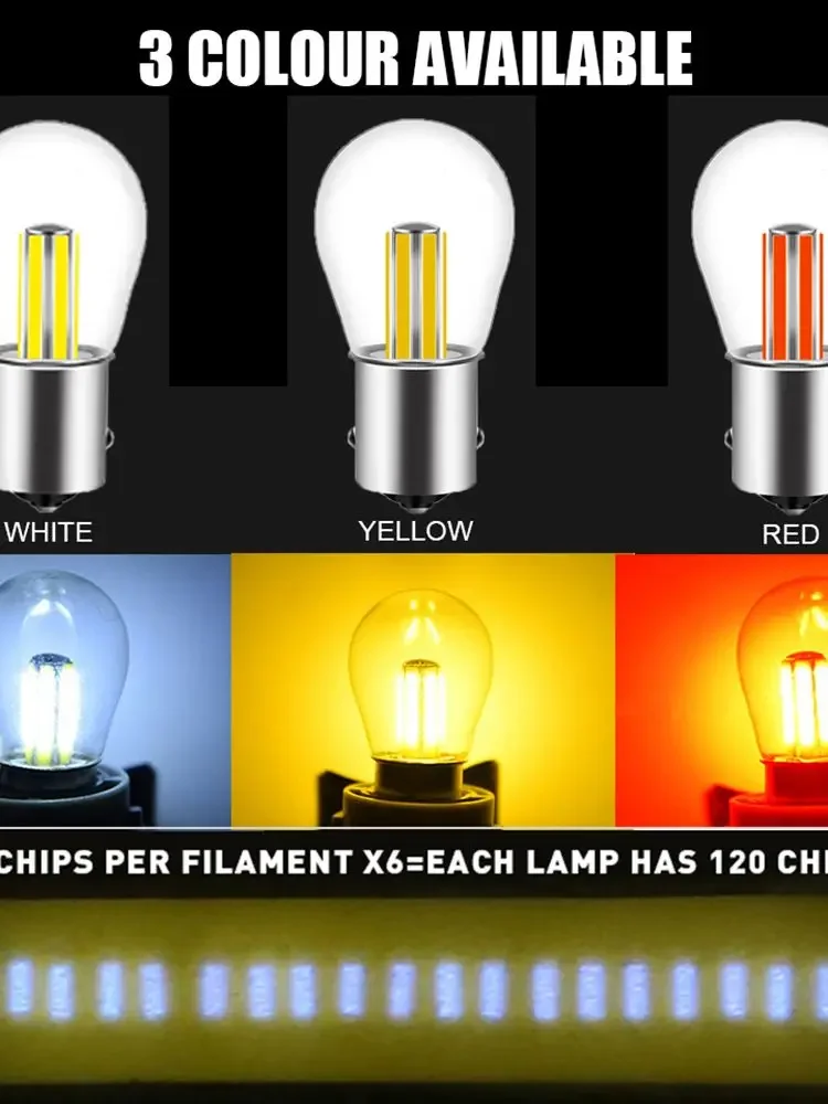 1X Ba15s 1156 Led P21W Pojazdowa lampa cofania 6 żarników Żarówka samochodowa S25 Auto 12v Drop Shipping Obsługiwane — zdjęcie 2