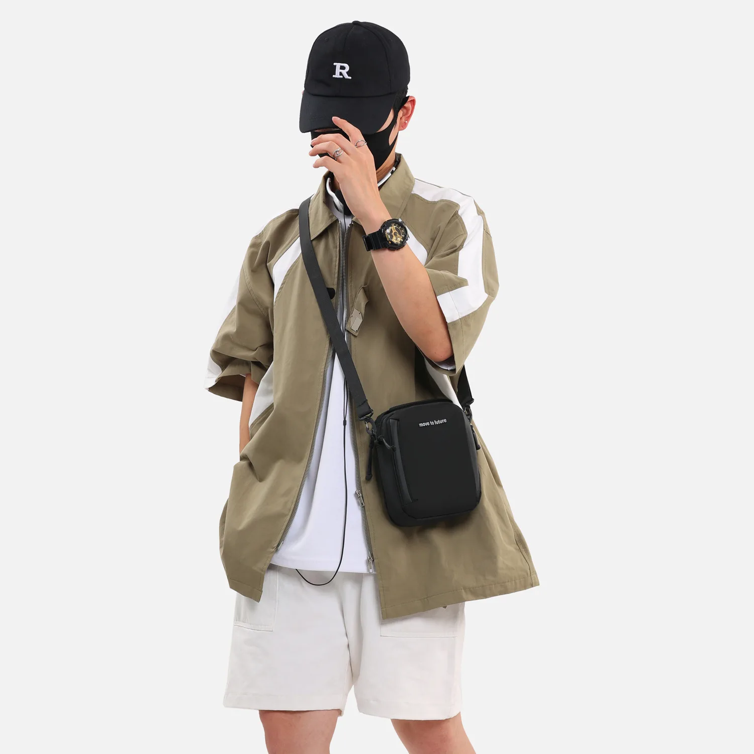 

Lightweight waterproof shoulder bag multi-layer storage commuting men carry cross-body bag business