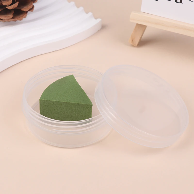 

Transparent Circular Box With Cover Cosmetics Puff Storage Box Beauty Face Care Tool Makeup Case Travel Accessories Container