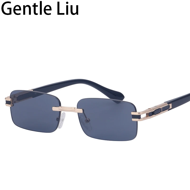 Small Rectangle Rimless Sunglasses Men 2024 Luxury Brand Frameless Sun Glasses Shades Anti Blue Light Computer Read Eyeglasses