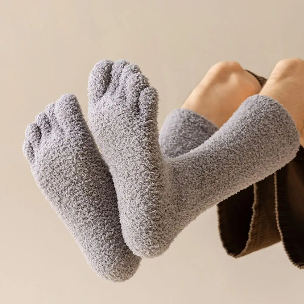 Harajuku المرجان الصوف خمسة أصابع جوارب بلون الشتاء سبليت تو جوارب JK منفصلة تو الطابق أفخم الجوارب الطويلة الشتاء