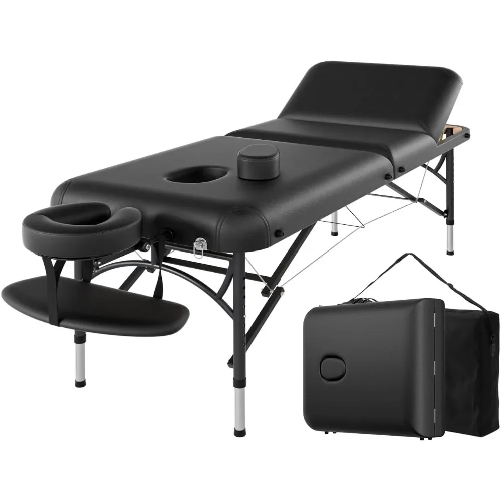 

Massage Table Portable 3 Folding Lightweight Facial Salon Spa Tattoo Bed with Carrying Bag & Aluminium Leg Massage Table