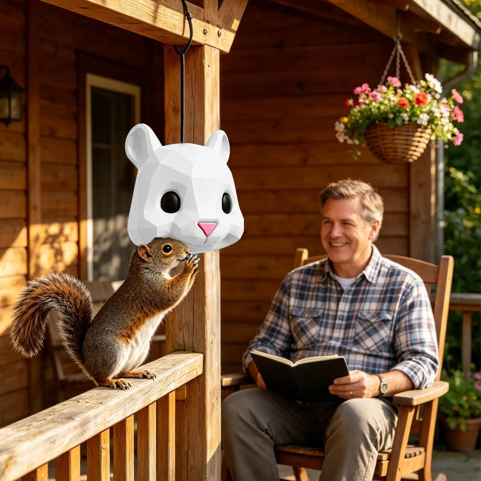 Animal Head Squirrel Feeder Novelty Animal Face Easy-Fill Reusable Decor Chipmunk Feeding Box For Outdoor Garden Tree Fence