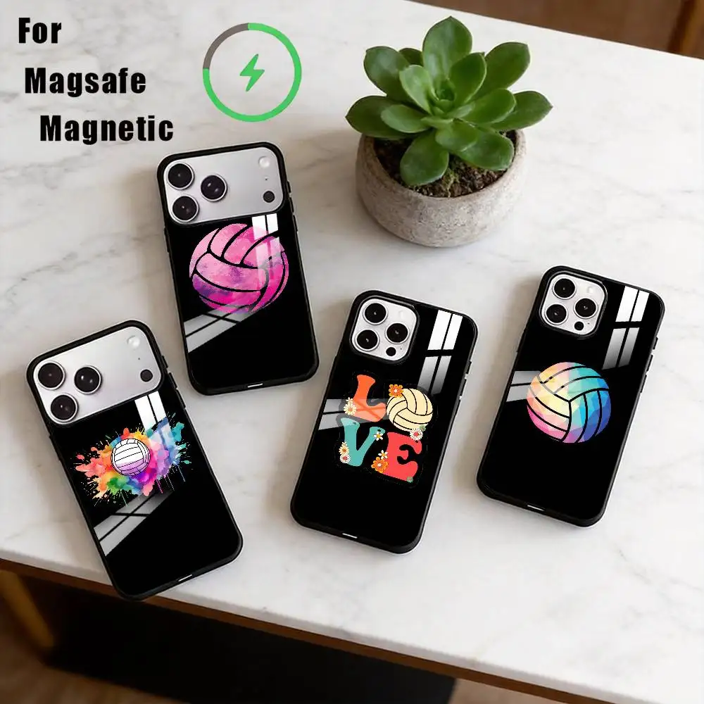 

Volleyball Painted Phone Case For iPhone17,16,15,14,13,12,11 Plus,Pro Magnetic For Magsafe Wireless Charging