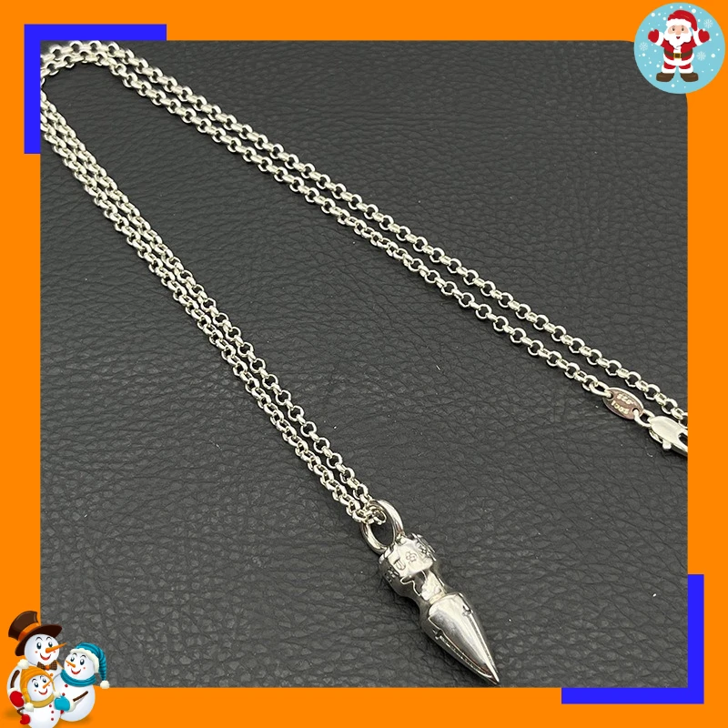 Premium Retro Medium Bullet Necklace Men's and Women's Hip-hop Personality Niche Cross Pendant Classic