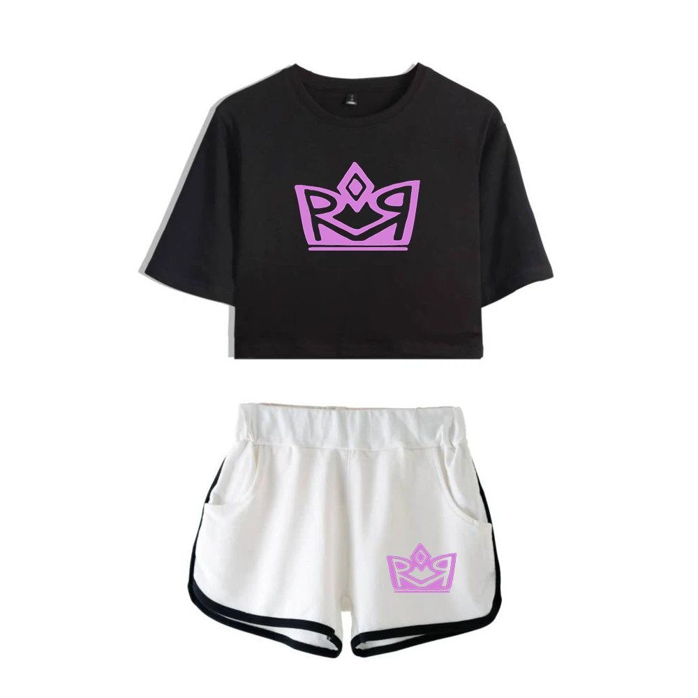 Ranboo R800 Merch Double R Dream Team SMP Navel Tee Two Piece Set Short Sleeve Crop Top+Shorts Women's Sets