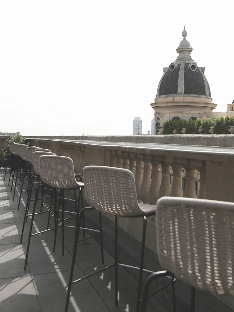 Tavolo e sedia da bar da esterno Hotel Giardino Villa Cortile Semplice balcone per il tempo libero Sedia da bar in ardesia di roccia per esterni