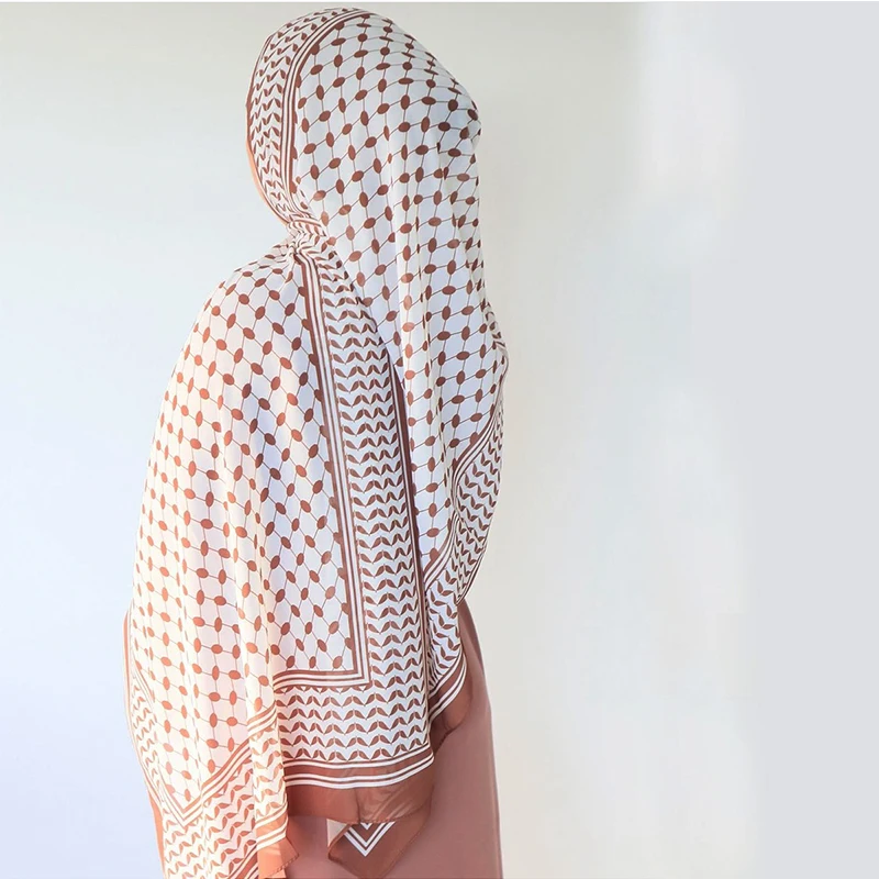 Muslim Printing Bubble Chiffon Hijab Scarf Women Soft Long Shawls and Wraps Georgette Head Scarves Ladies Hijabs