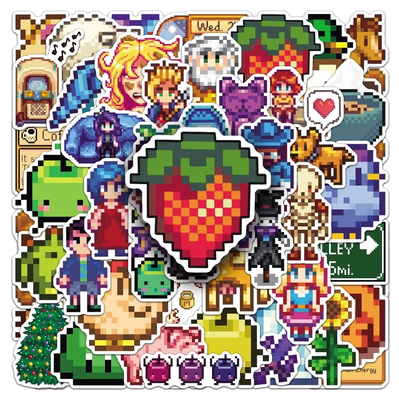 50Pcs/set Stardew Valley Classic Pixel Game Stickers Funny Cartoon Decals Water Bottle Laptop Phone Graffiti Sticker