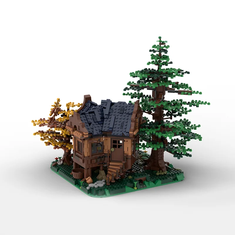 1909 elementów Dom na jeziorze MOC Dom na brzegu z drewnianą tarasem, dokiem i widokiem na jezioro Edukacyjne klocki Prezent