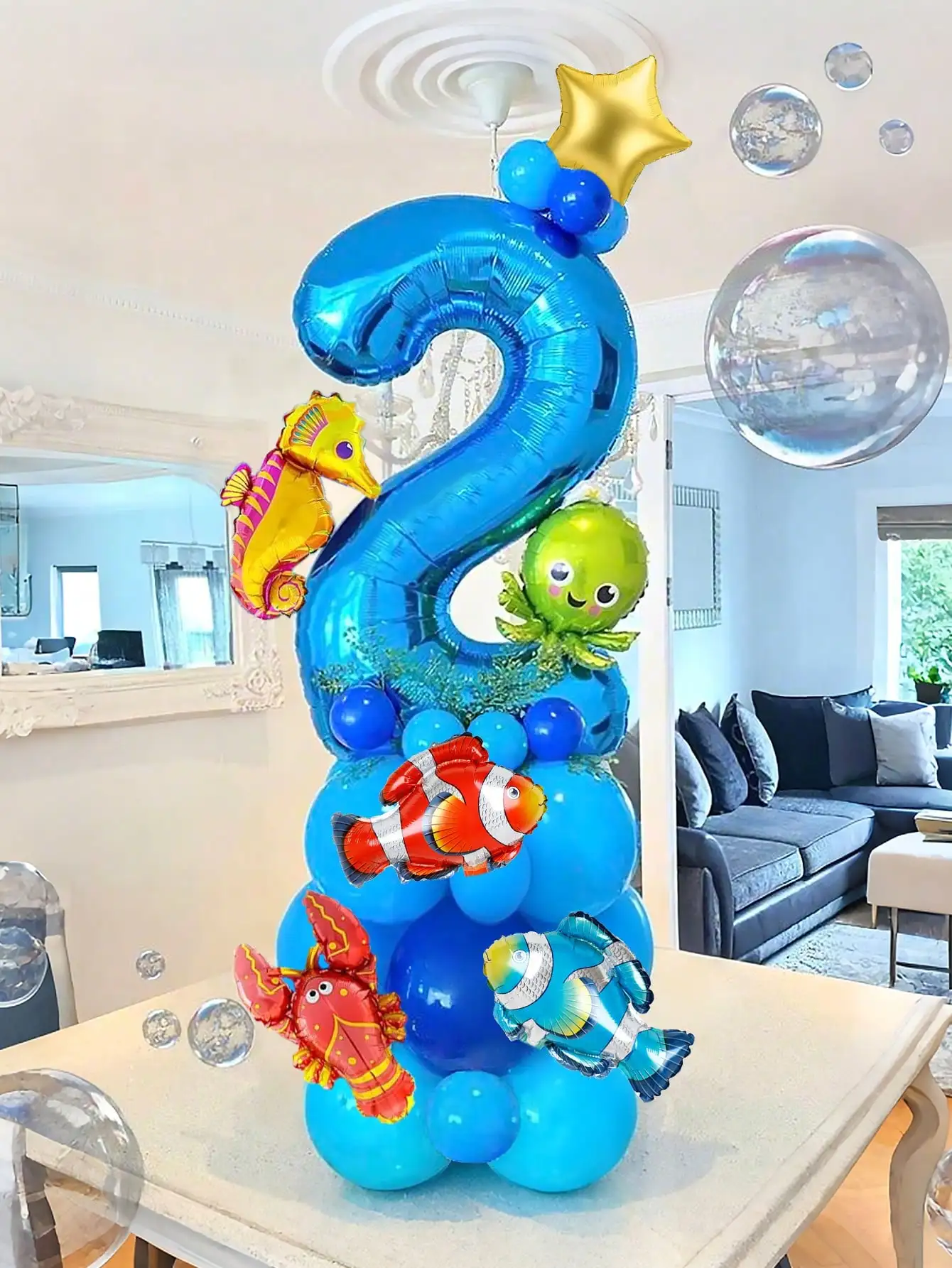 24 Stück niedliche Meerestier-Themenballons, Hummer, Oktopus, Seepferdchen, Fischform, Ballon für das Meer, Party-Dekoration, Geburtstagsballons