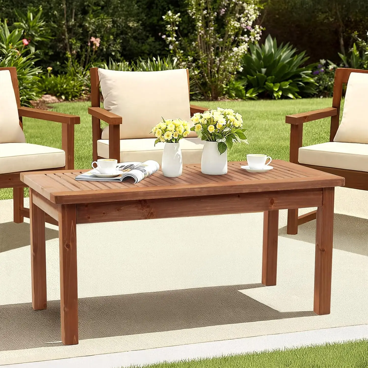Outdoor Wood Coffee Table, 35