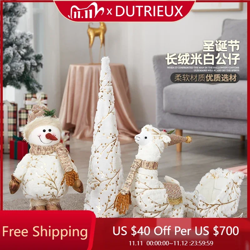 Christmas Decoration Elderly Snowman Alpaca Figurine Hotel Cute Shopping Mall Bar Window Decoration Deer Cart Holiday Supplies