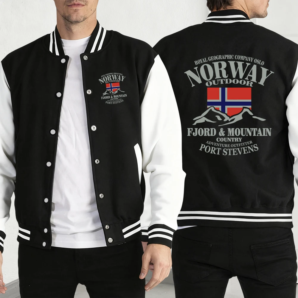 

Norway Fjords And Mountains Print Men Clothes Cute Warm Loose Streetwear Funny Pocket Jackets Autumn Fashion Fleece Sportswears