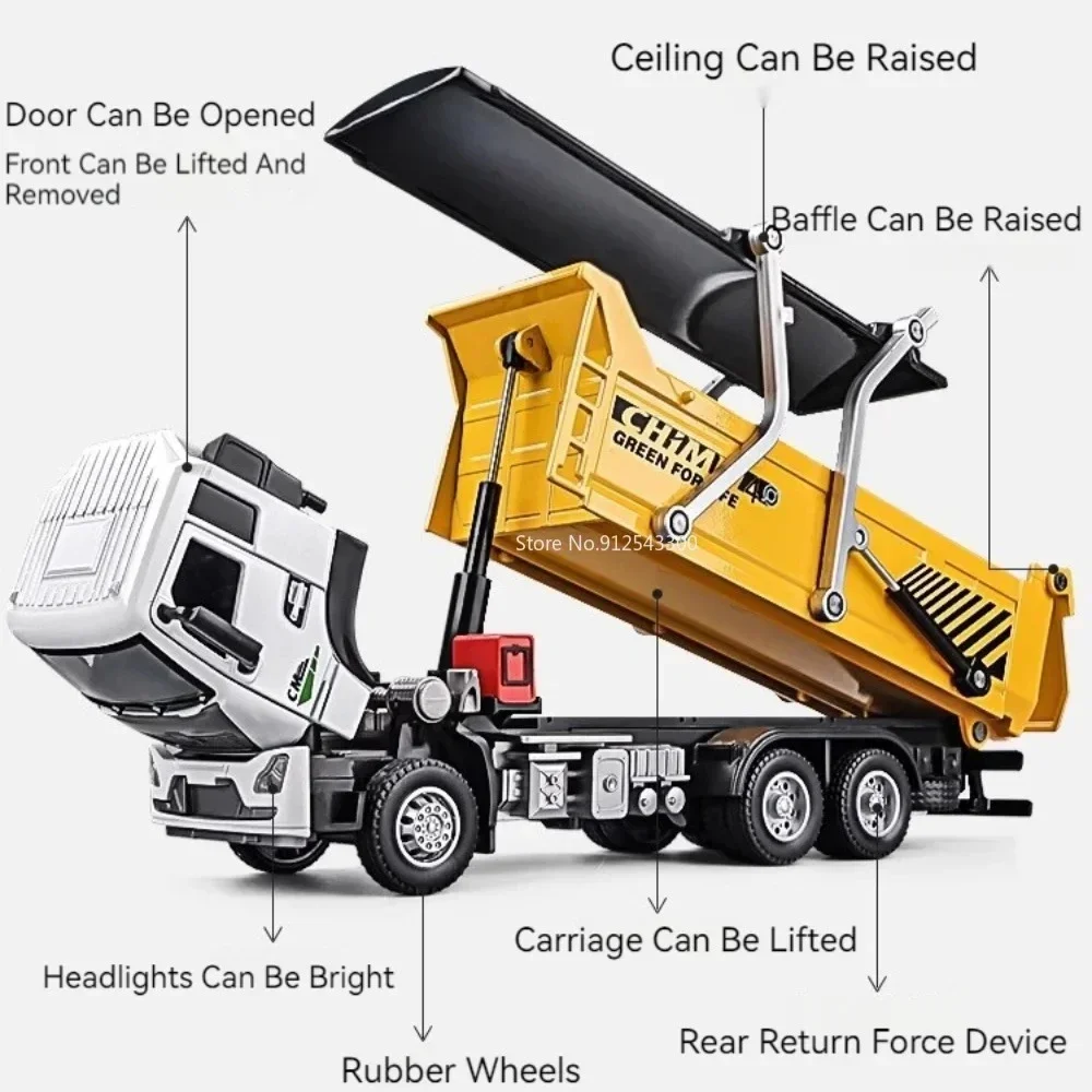 1:32 شحن كط النقل سيارة لعبة نموذج ضوء الموسيقى التراجع الباب فتح نماذج المركبات الهندسية حلية هدايا للطفل