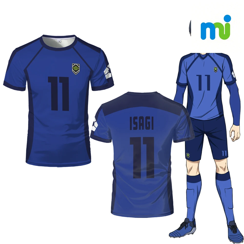 

Anime Japanese Blue Lock Isagi Yoichi Football Jersey T-shirt Cosplay Hyoma Chigiri Meguru Bachira Tee Original Children Clothes