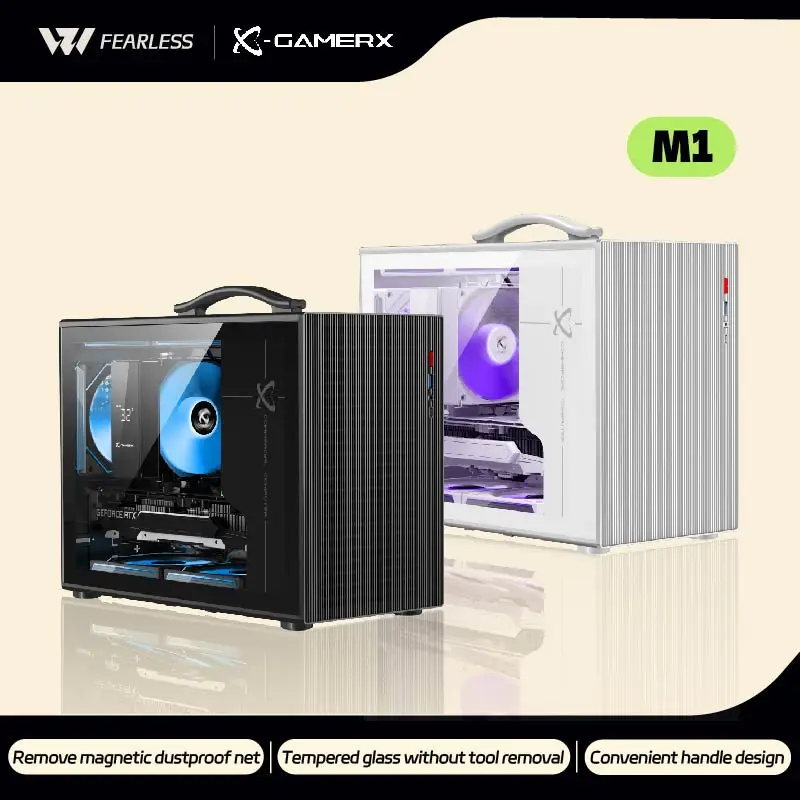 Power Train X-Gamerx M1 PC Gaming Case M-ATX Glass Side-Transparent Portable Mini Computer Case ATX SFX Power Supply