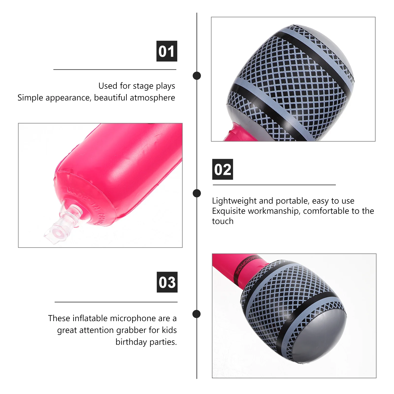 

6Pcs Inflatable Microphones High Class PVC Material Interactive Props for Kids Birthday Parties Inflatable Microphones