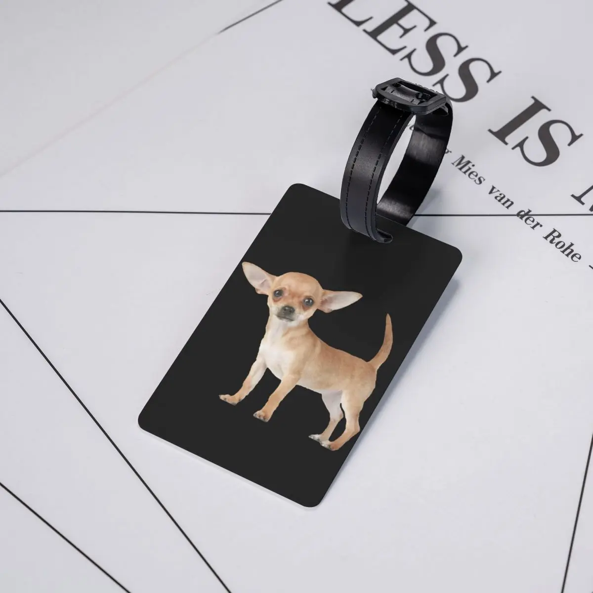 Custom Chihuahua Dog Luggage Tag Privacy Protection Baggage Tags Travel Bag Labels Suitcase