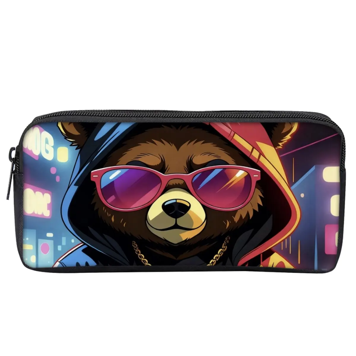 Bear Print Single Layered Pencil Case for Boy/Girls Best Gifts 2D Flat Cartoon School Supplies Pencil Pouch for Children