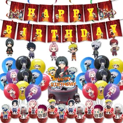 KAYOU 나루토 테마 생일 파티 장식 Riman 플래그 케이크 삽입 카드 풍선 나선형 매력 파티 배열 인테리어 Decorat