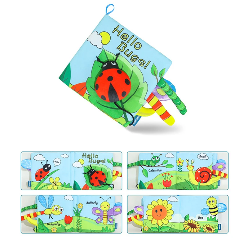 Baby Soft Books Toys Crinkle Cloth Book Marine Animal Tails For Infant Baby Early Development Interactive Stroller Soft Toys