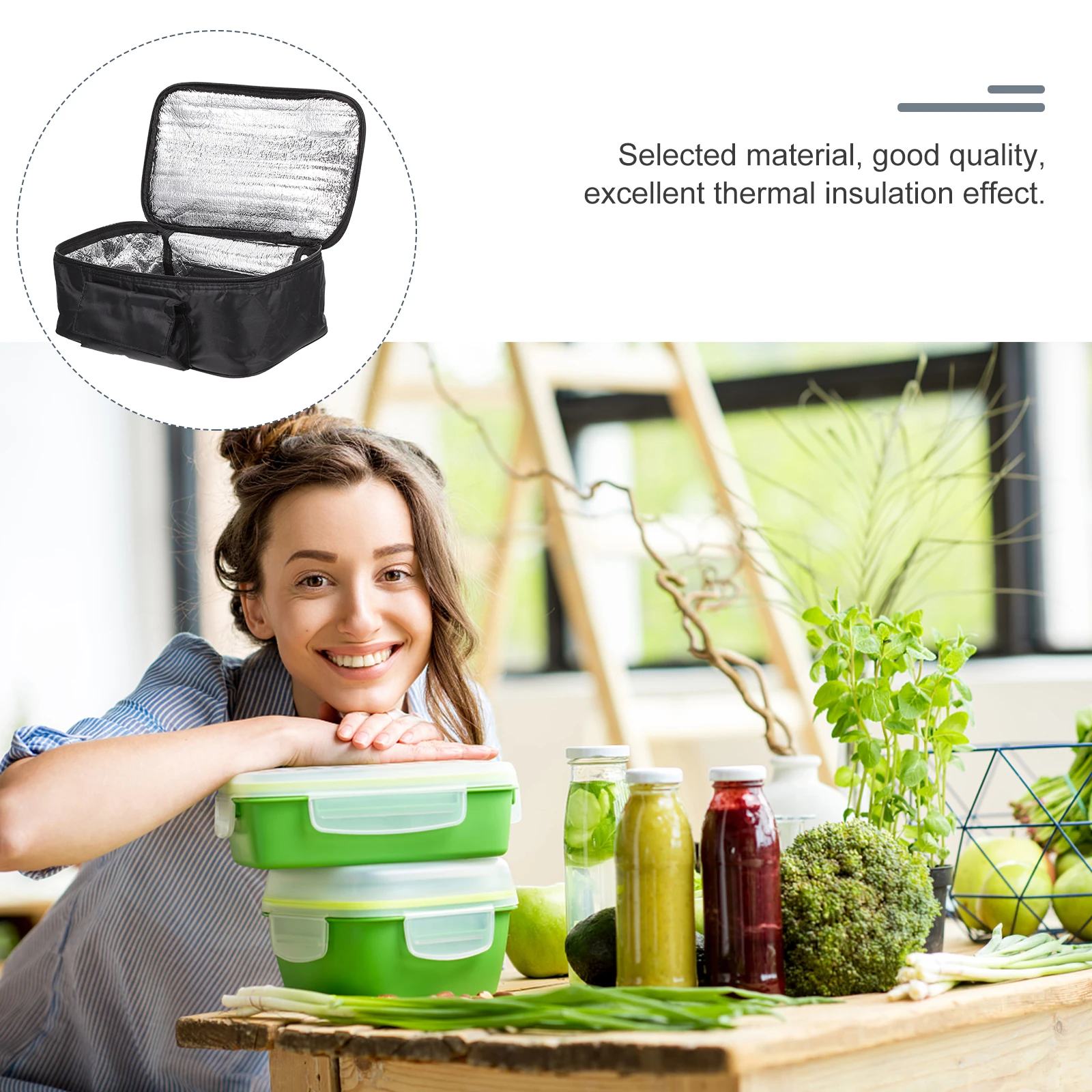 

1pc Thermal Lunch Portable Bento Insulated Food Storage For Picnic School Travel High Capacity Oxford Cloth Fresh